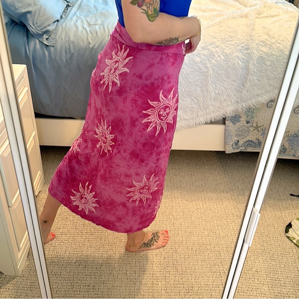 Hawaiian Pink Sun Sarong Wrap Swim Cover Up - Picture 4 of 8